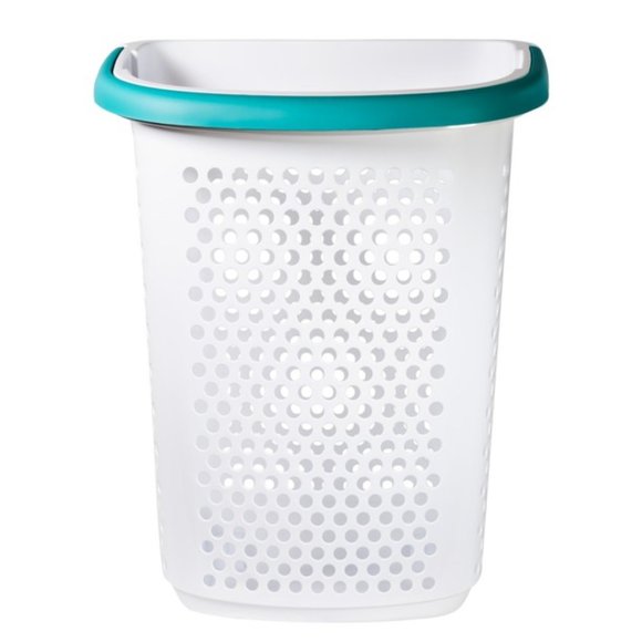 Bushel Rolling Plastic Laundry Hamper with Pop-up Handle, White Brand New - Picture 1 of 6